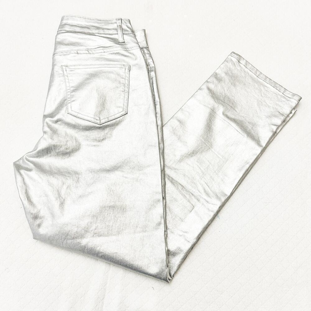 Superdown Metallic Silver Button Fly Straight Leg… - image 8